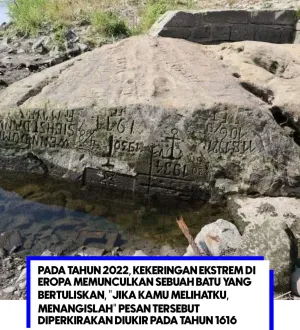 Hunger Stone, Batu Bersejarah yang Muncul Saat Sungai Mengering