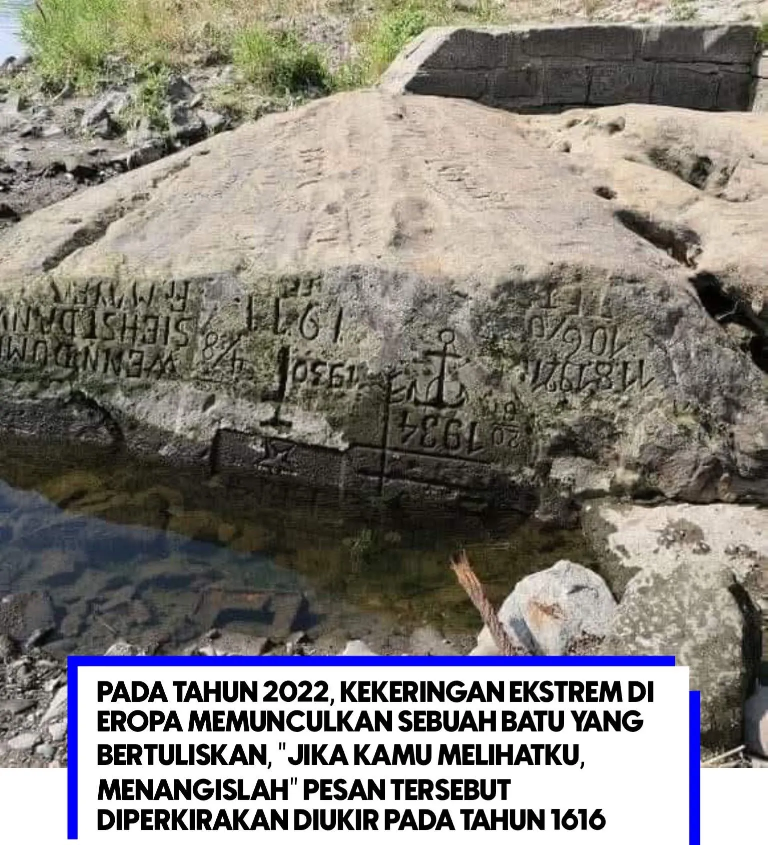 Hunger Stone, Batu Bersejarah yang Muncul Saat Sungai Mengering