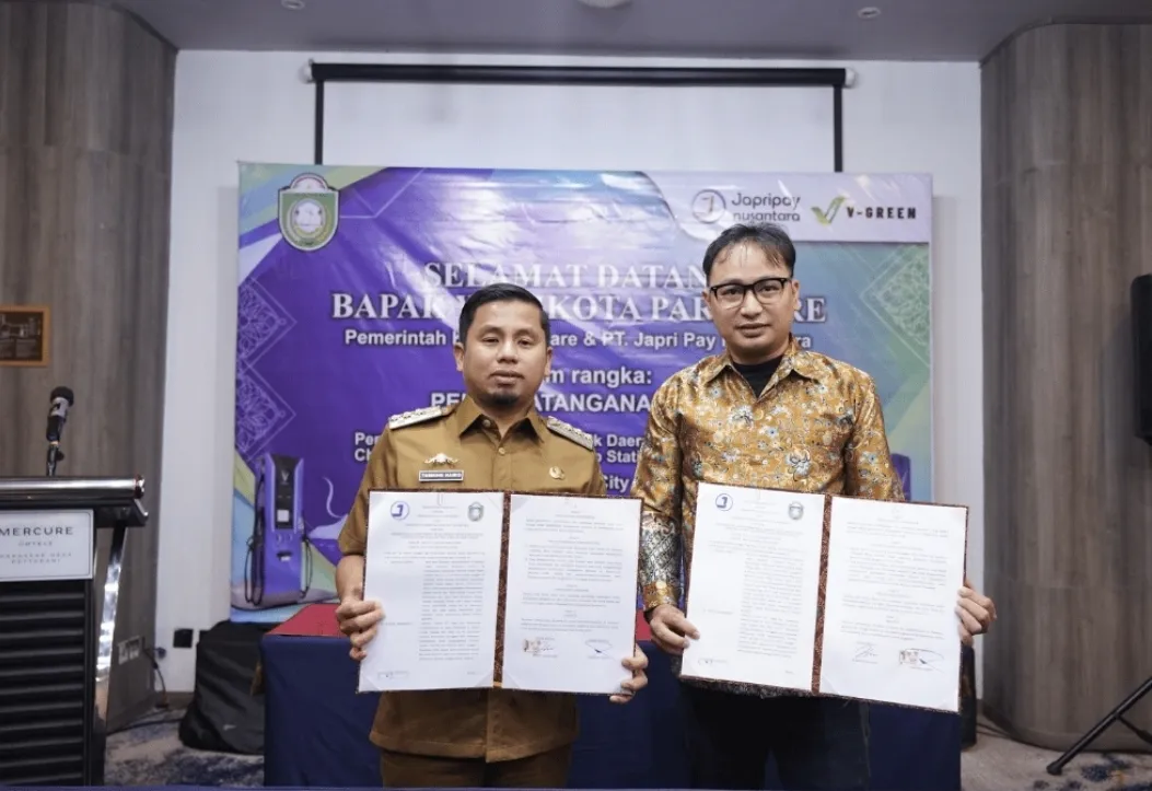 Dorong Ekosistem Kendaraan Listrik, Pemkot Parepare Gandeng PT Japri Pay Nusantara Sediakan Stasiun Pengisian Daya V-Green